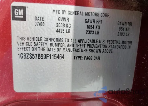 2009 Saturn Aura Xe from USA, damaged, VIN 1G8ZS57B99F115464